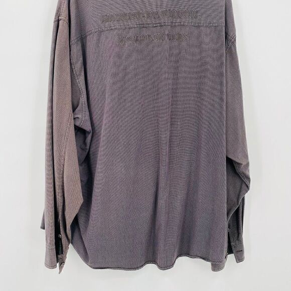 Harley Davidson Size XL Gray Long Sleeve Cotton Motorcycle Button Down Shirt - Picture 8 of 8